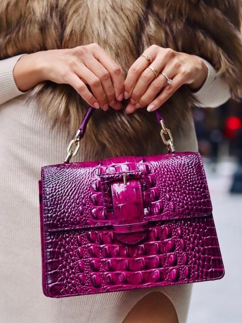 BRAHMIN Hallie in Sugar Plum Small/BRAHMIN Duo Flower Purse Charm Included NWT - Picture 7 of 16